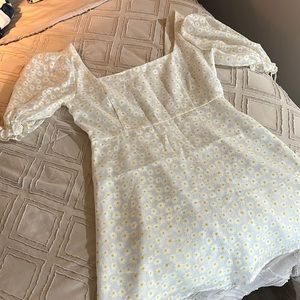 White Sunflower Babydoll Dress